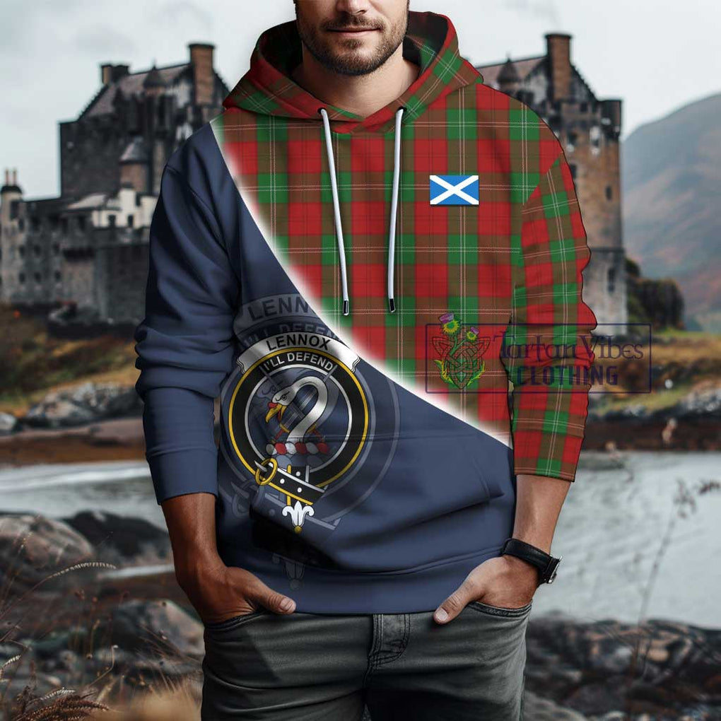 Lennox Tartan Hoodie with Personalised National Flag and Family Crest Half Style - Tartanvibesclothing Shop