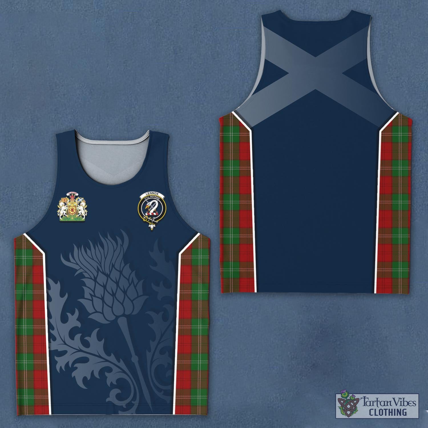 Tartan Vibes Clothing Lennox Tartan Men's Tanks Top with Family Crest and Scottish Thistle Vibes Sport Style