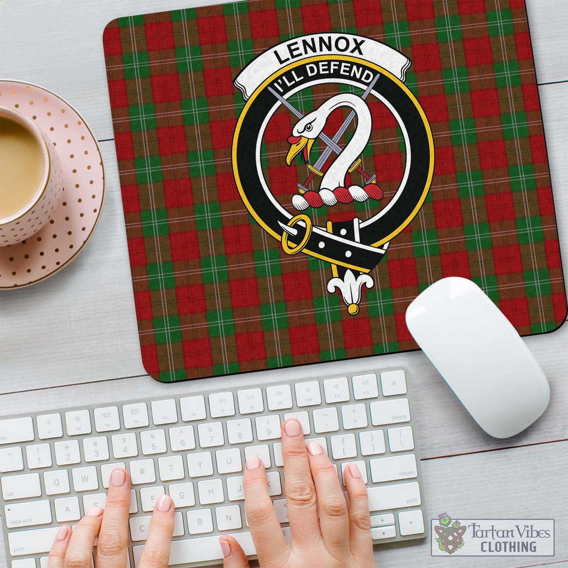 Tartan Vibes Clothing Lennox Tartan Mouse Pad with Family Crest