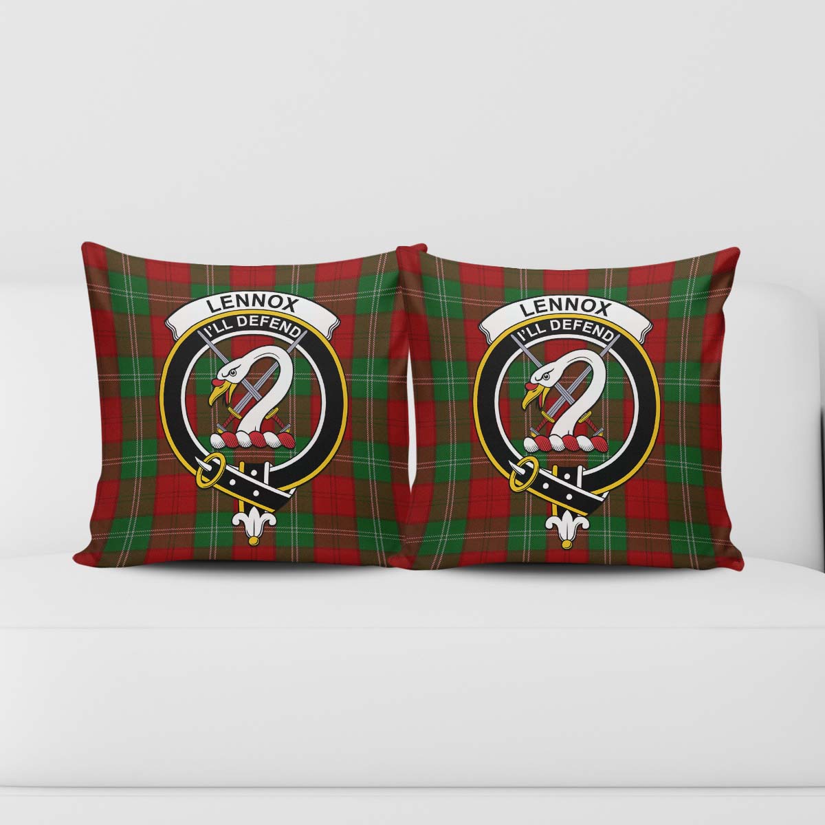 Lennox Tartan Pillow Cover with Family Crest - Tartanvibesclothing