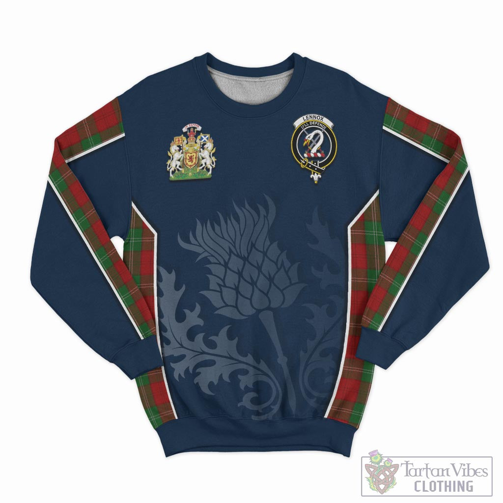 Tartan Vibes Clothing Lennox Tartan Sweatshirt with Family Crest and Scottish Thistle Vibes Sport Style