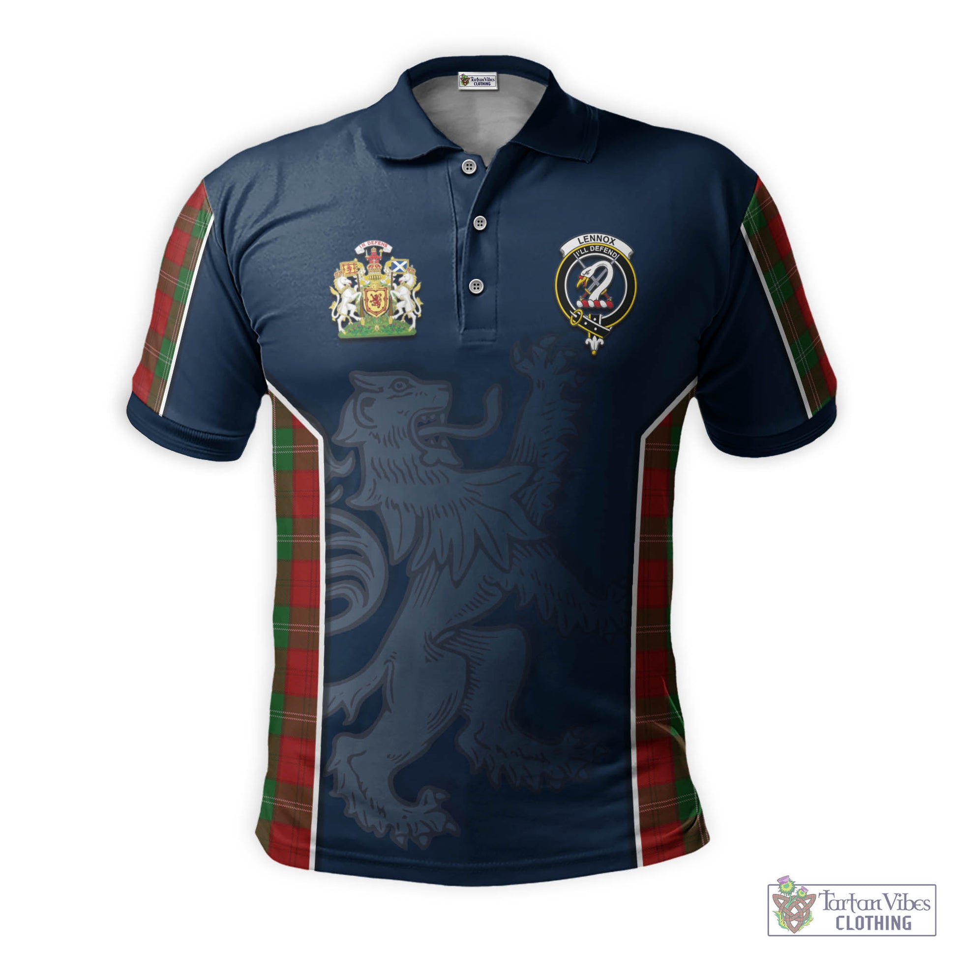 Tartan Vibes Clothing Lennox Tartan Men's Polo Shirt with Family Crest and Lion Rampant Vibes Sport Style