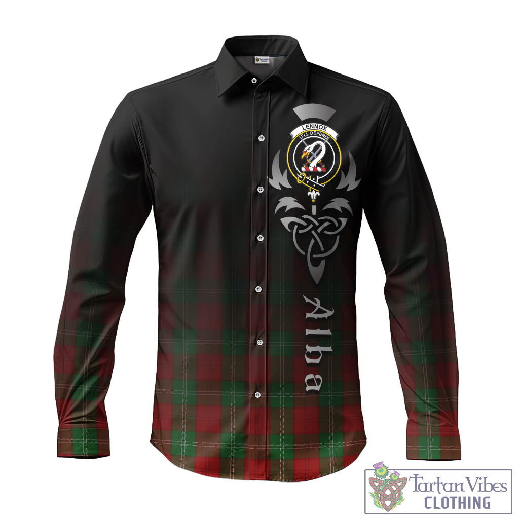 Tartan Vibes Clothing Lennox Tartan Long Sleeve Button Up Featuring Alba Gu Brath Family Crest Celtic Inspired