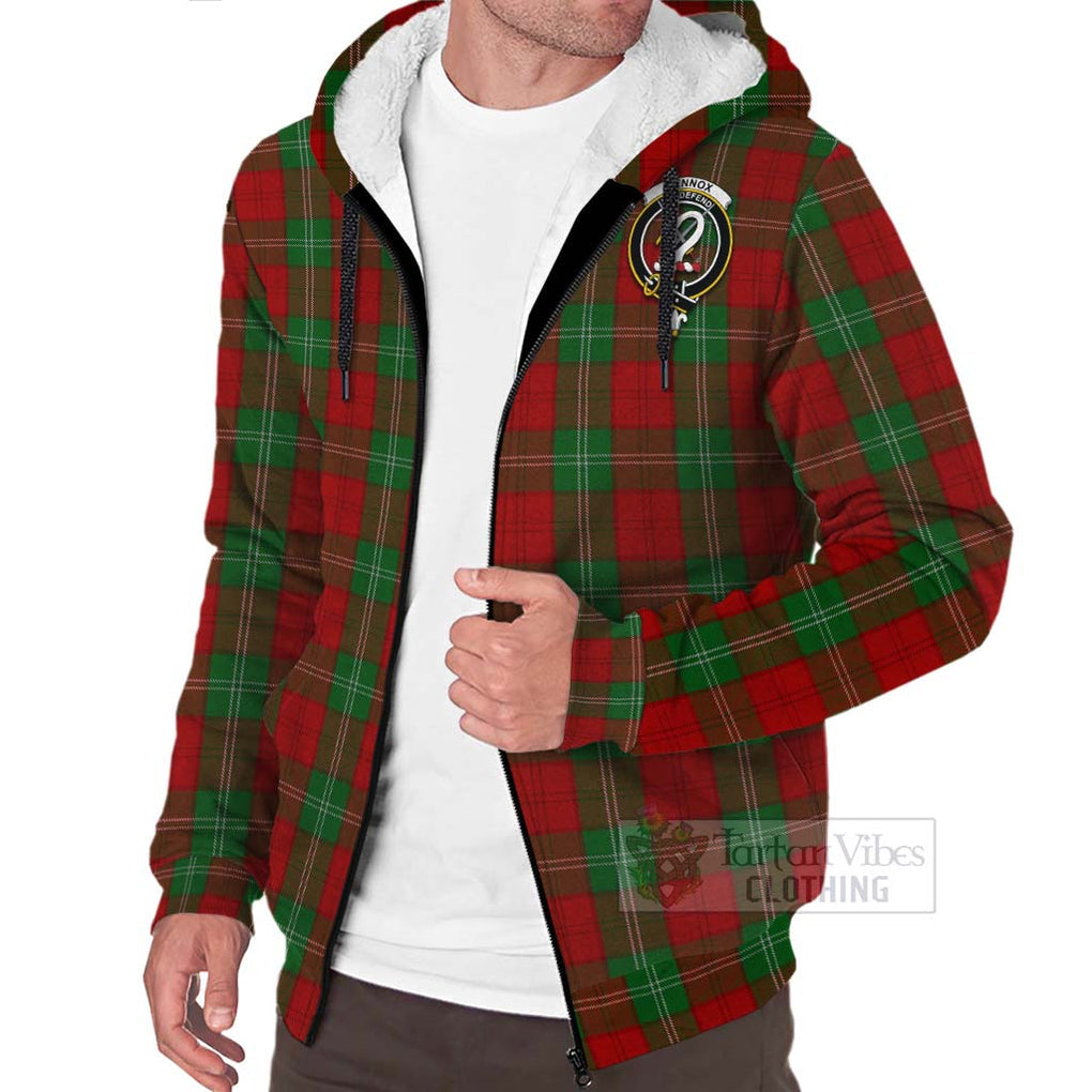 Tartan Vibes Clothing Lennox Tartan Sherpa Hoodie with Family Crest and Bearded Skull Holding Bottles of Whiskey