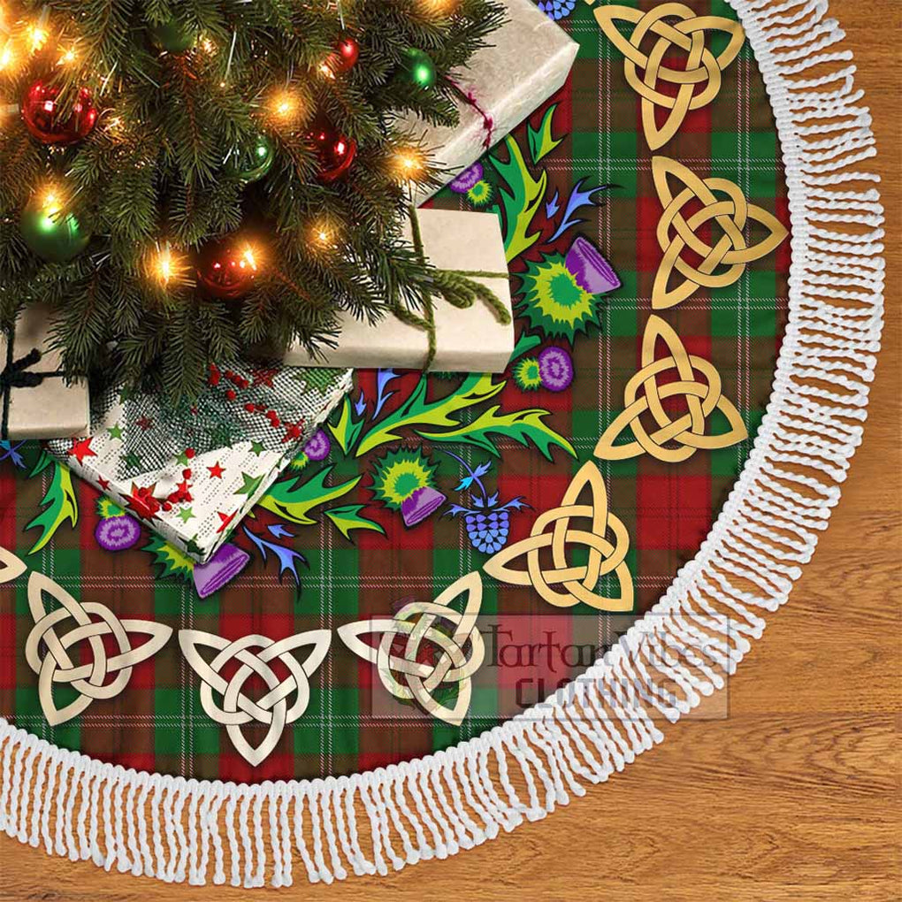 Tartan Vibes Clothing Lennox Tartan Christmas Tree Skirt with Thistle Celtic Knot Style