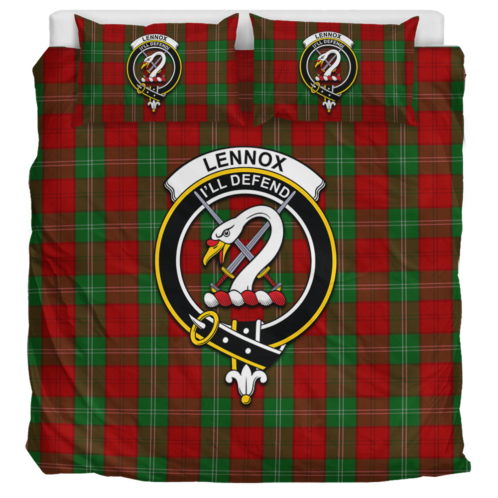 Lennox Tartan Bedding Set with Family Crest UK Bedding Set UK Super King 104*94 inch - Tartan Vibes Clothing