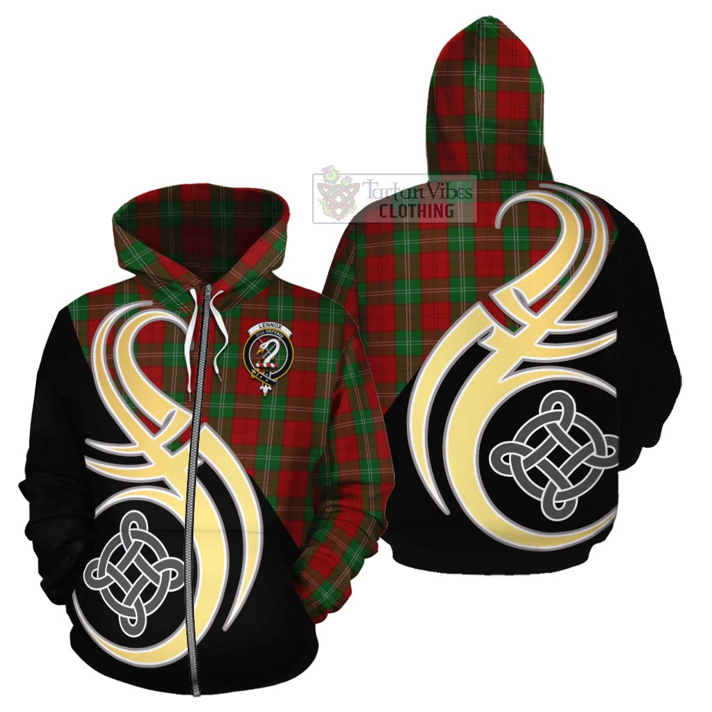 Tartan Vibes Clothing Lennox Tartan Cotton Hoodie with Family Crest and Celtic Symbol Style