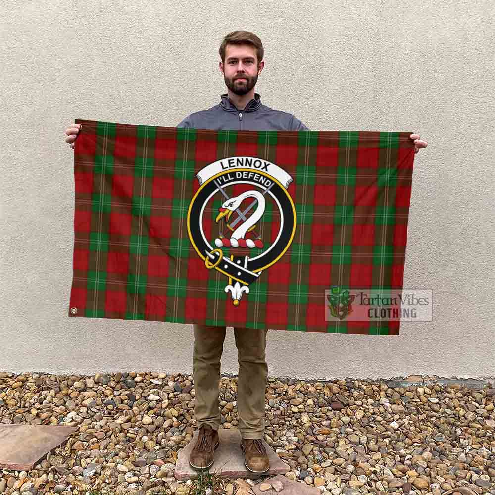 Tartan Vibes Clothing Lennox Tartan House Flag with Family Crest