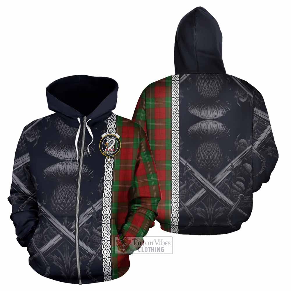 Tartan Vibes Clothing Lennox Tartan Hoodie with Family Crest Cross Sword Thistle Celtic Vibes