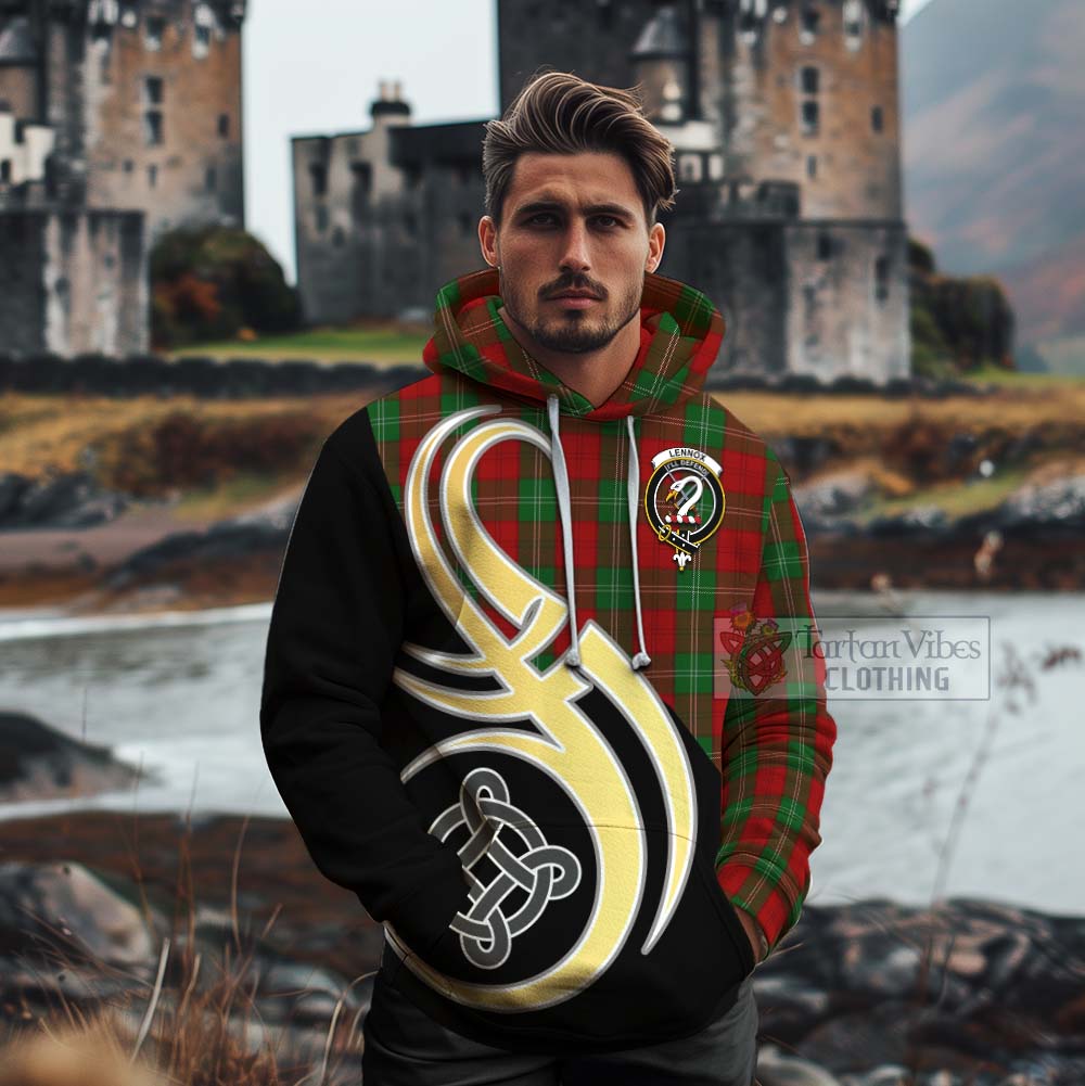 Tartan Vibes Clothing Lennox Tartan Cotton Hoodie with Family Crest and Celtic Symbol Style