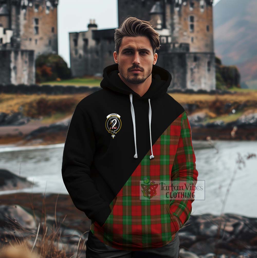 Tartan Vibes Clothing Lennox Tartan Cotton Hoodie with Family Crest and Military Logo Style