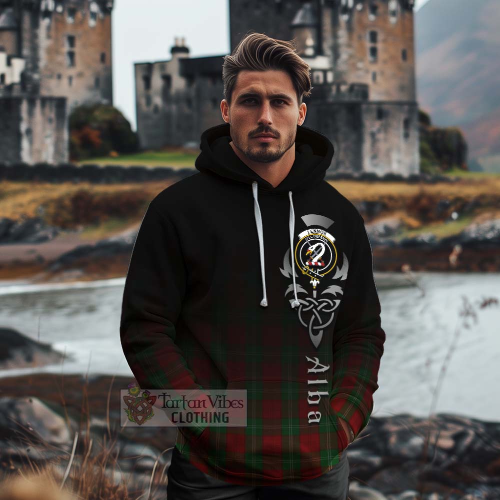 Tartan Vibes Clothing Lennox Tartan Cotton Hoodie Featuring Alba Gu Brath Family Crest Celtic Inspired