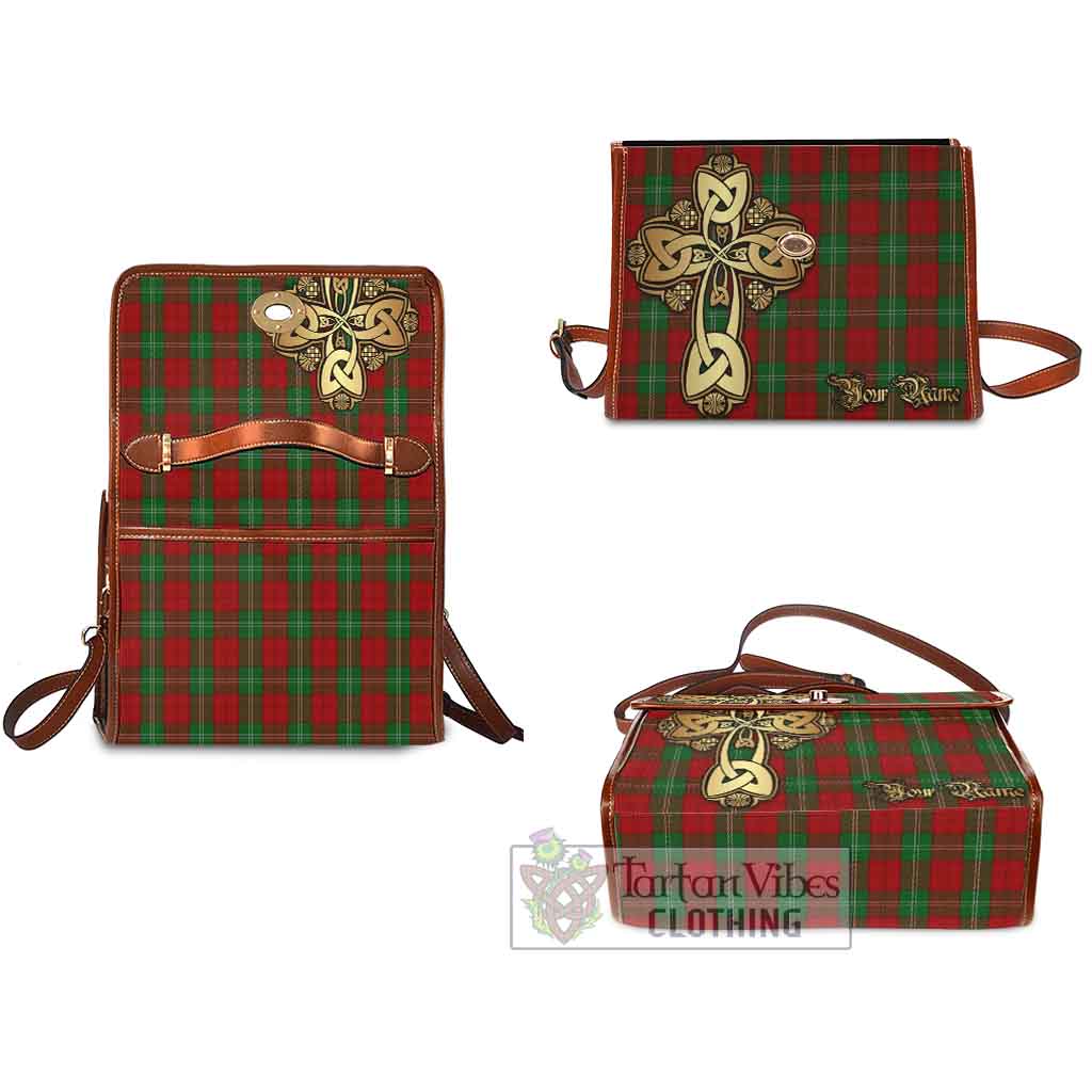 Tartan Vibes Clothing Lennox Tartan Waterproof Canvas Bag Golden Thistle Celtic Cross Style