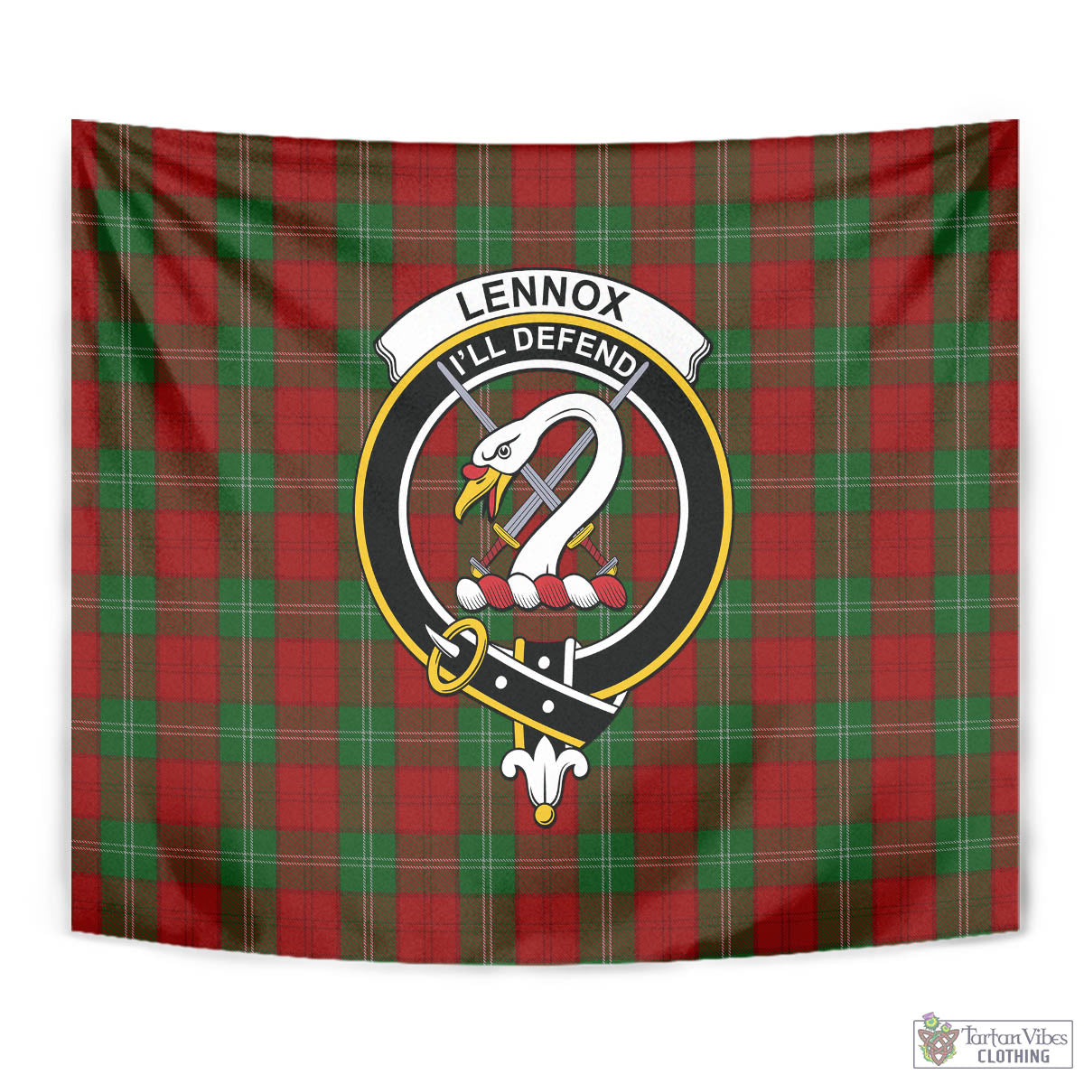 Tartan Vibes Clothing Lennox Tartan Tapestry Wall Hanging and Home Decor for Room with Family Crest