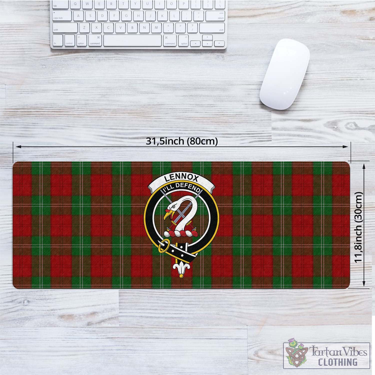 Tartan Vibes Clothing Lennox Tartan Mouse Pad with Family Crest