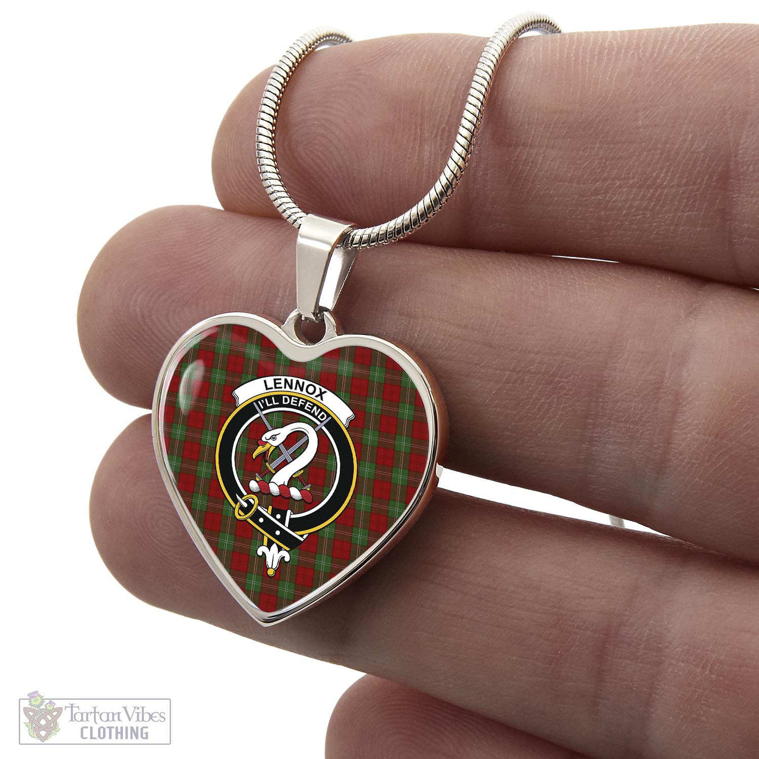 Tartan Vibes Clothing Lennox Tartan Heart Necklace with Family Crest