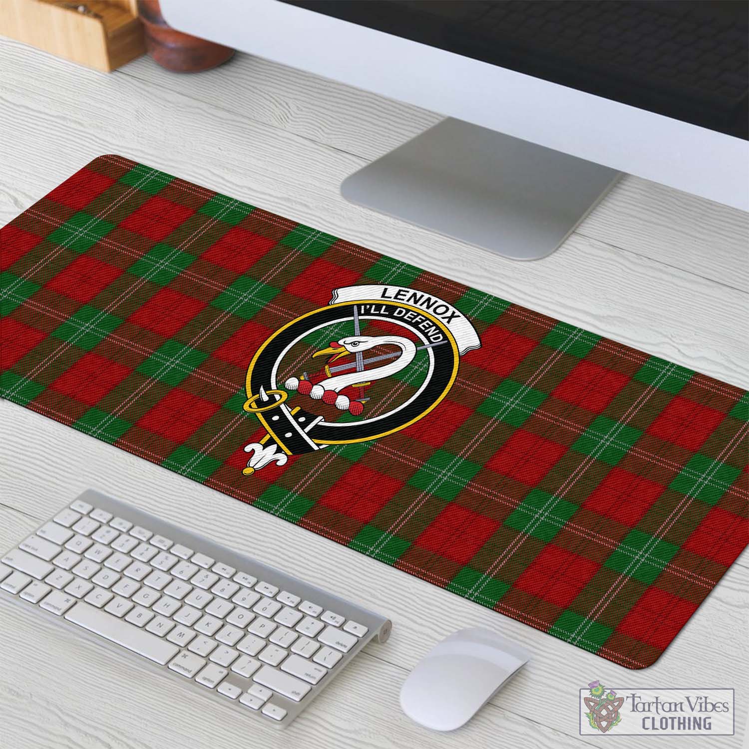 Tartan Vibes Clothing Lennox Tartan Mouse Pad with Family Crest