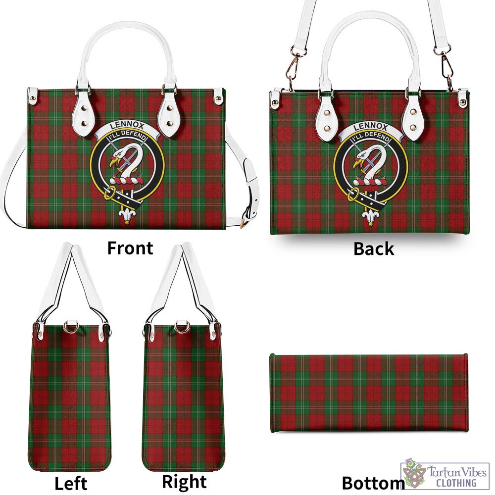 Tartan Vibes Clothing Lennox Tartan Luxury Leather Handbags with Family Crest