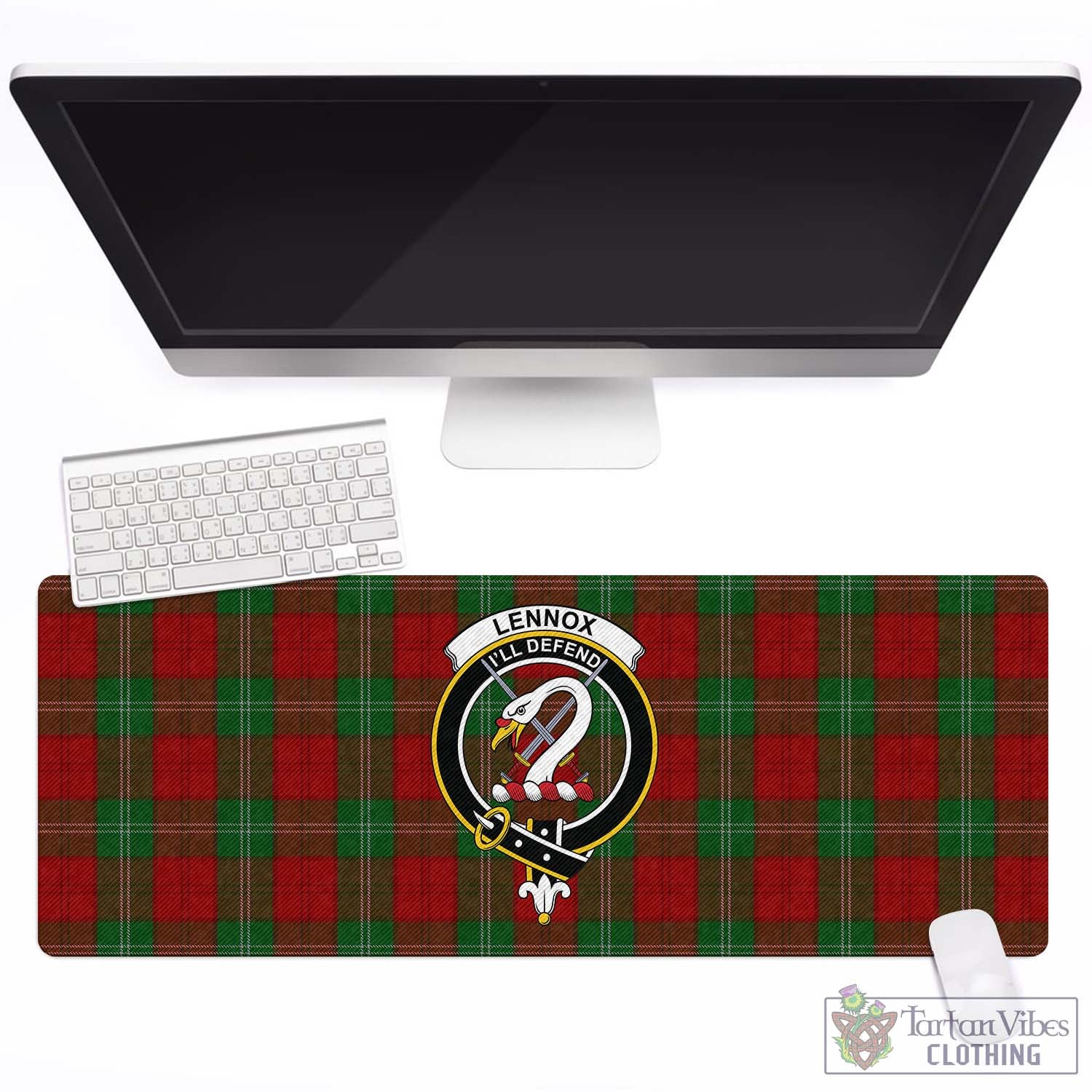 Tartan Vibes Clothing Lennox Tartan Mouse Pad with Family Crest