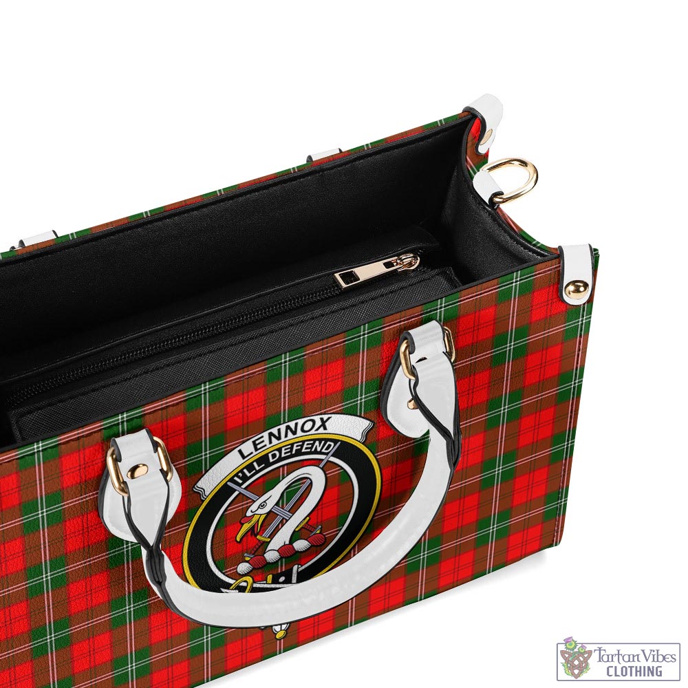 Tartan Vibes Clothing Lennox Modern Tartan Luxury Leather Handbags with Family Crest