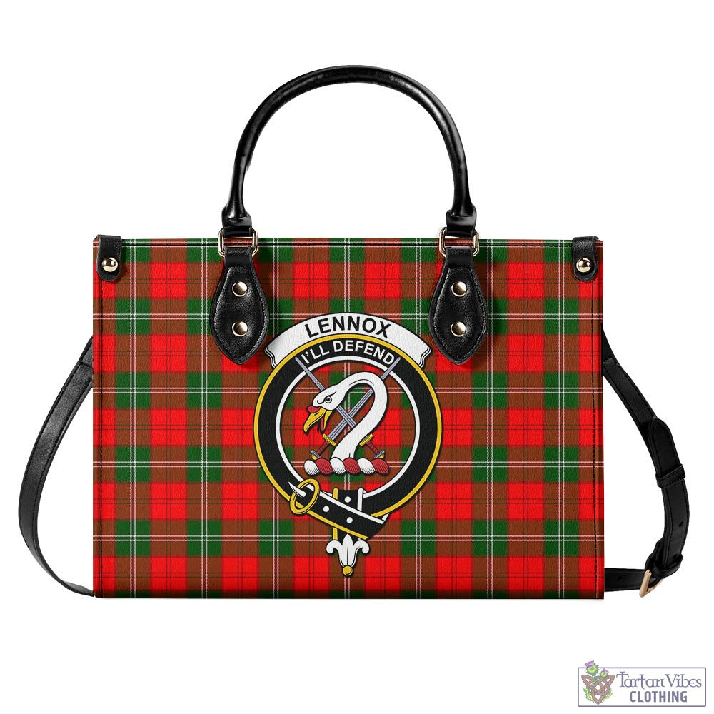 Tartan Vibes Clothing Lennox Modern Tartan Luxury Leather Handbags with Family Crest