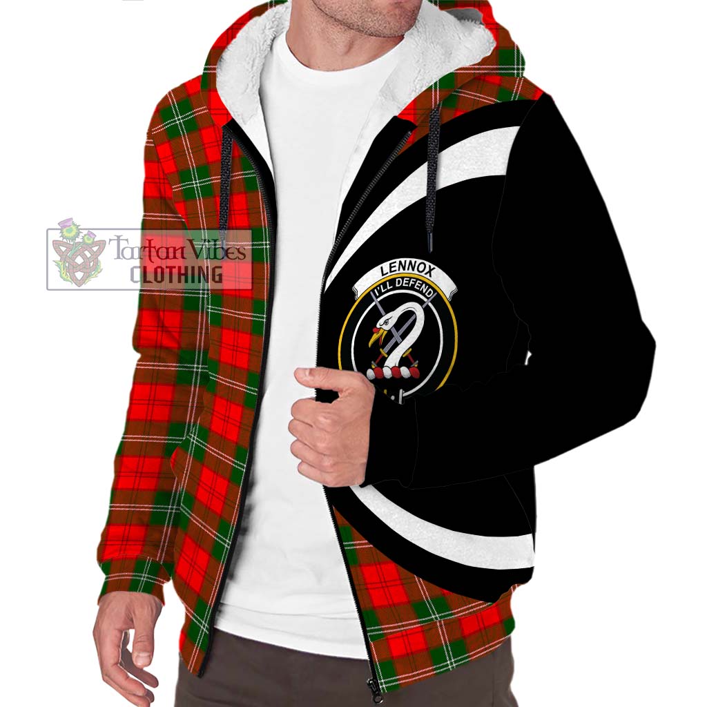 Lennox Modern Tartan Sherpa Hoodie with Family Crest Circle Style Unisex S - Tartan Vibes Clothing