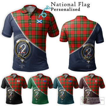 Lennox Modern Tartan Polo Shirt with Personalised National Flag and Family Crest Half Style