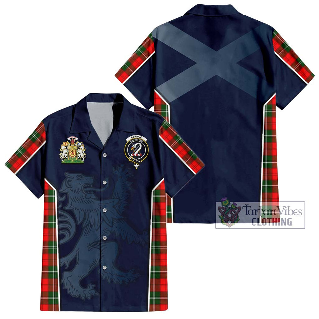 Lennox Modern Tartan Short Sleeve Button Shirt with Family Crest and Lion Rampant Vibes Sport Style Kid - Tartan Vibes Clothing