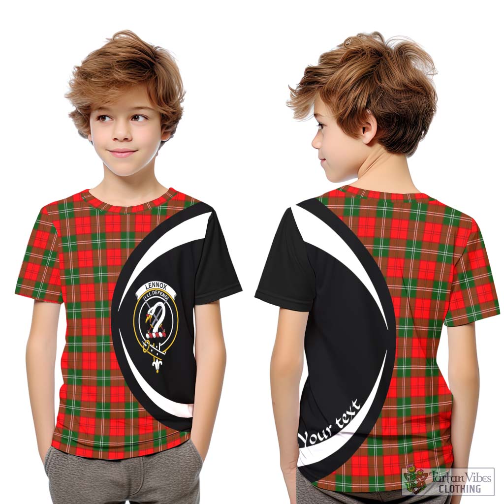 Lennox Modern Tartan Kid T-Shirt with Family Crest Circle Style Youth XL Size14 - Tartan Vibes Clothing