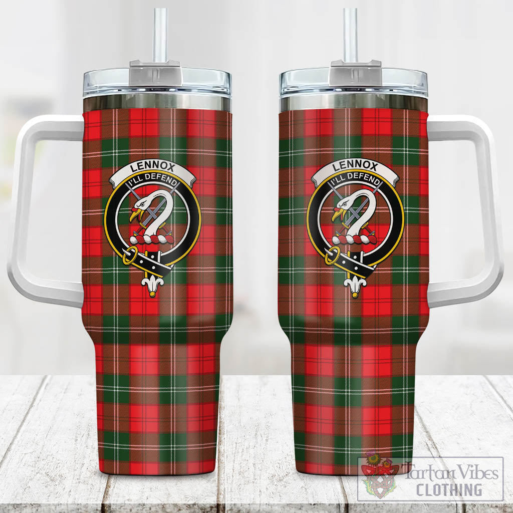 Tartan Vibes Clothing Lennox Modern Tartan and Family Crest Tumbler with Handle