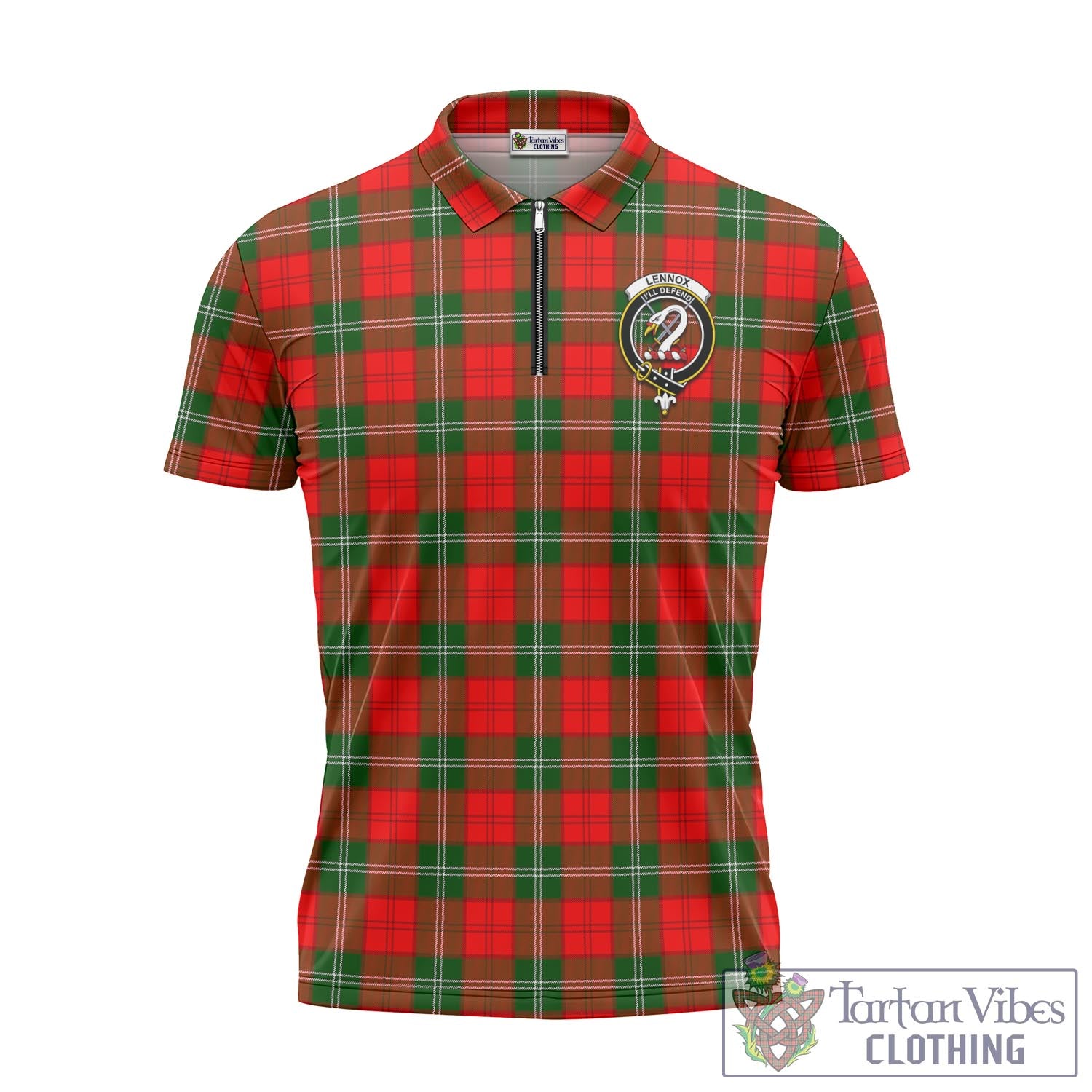 Tartan Vibes Clothing Lennox Modern Tartan Zipper Polo Shirt with Family Crest