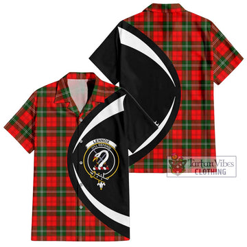 Lennox Modern Tartan Short Sleeve Button Up with Family Crest Circle Style