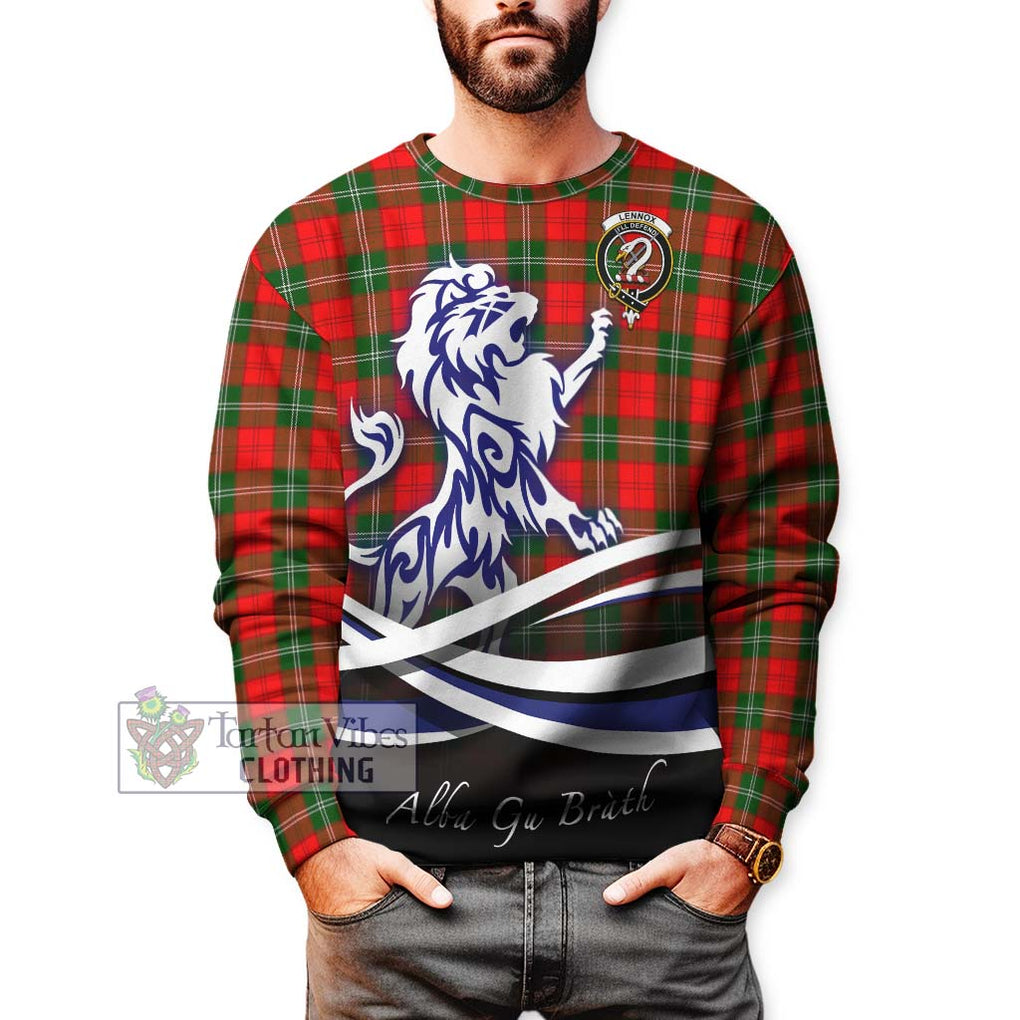 Lennox Modern Tartan Sweatshirt with Alba Gu Brath Regal Lion Emblem Unisex - Tartanvibesclothing Shop