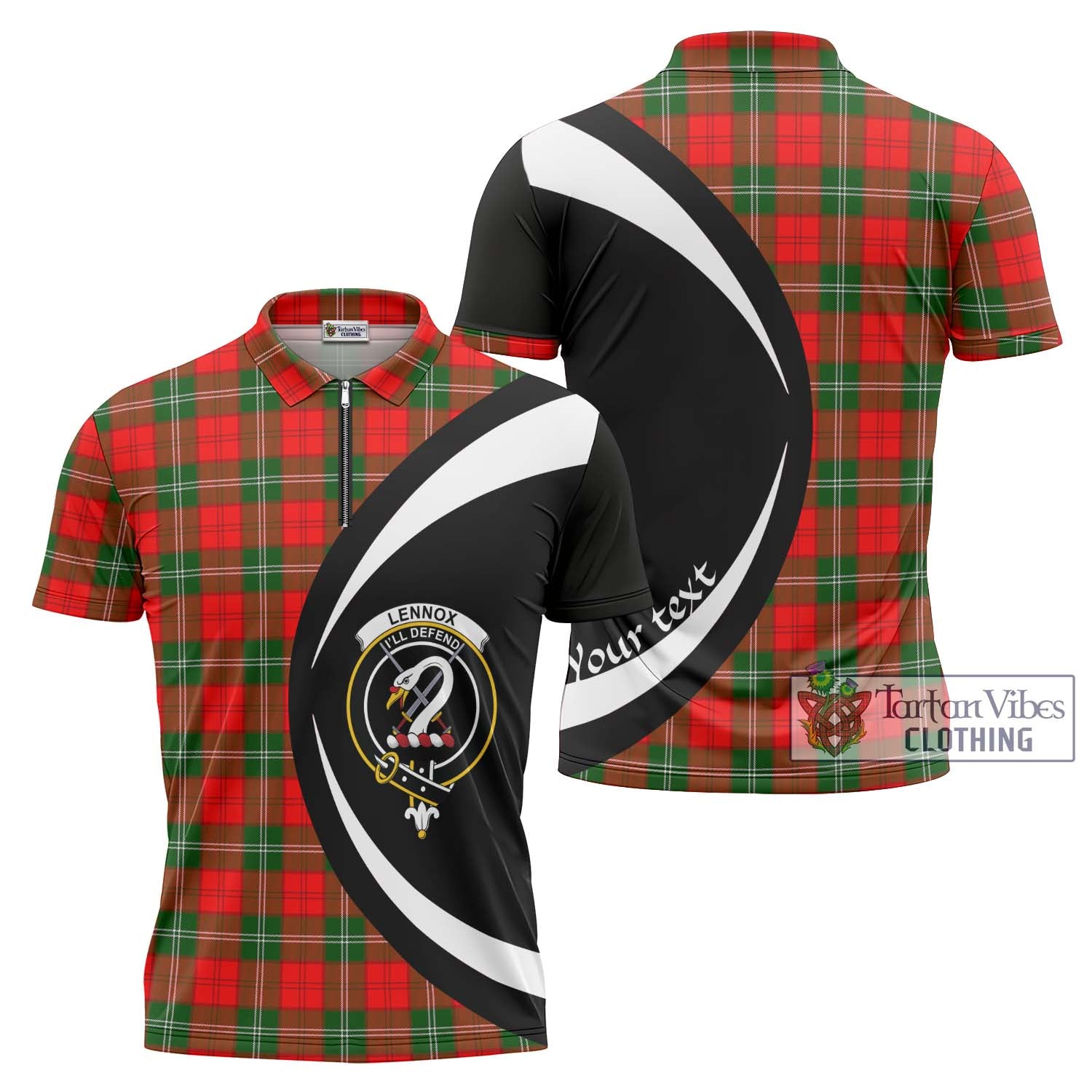 Tartan Vibes Clothing Lennox Modern Tartan Zipper Polo Shirt with Family Crest Circle Style