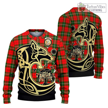 Lennox Modern Tartan Ugly Sweater with Family Crest Celtic Wolf Style