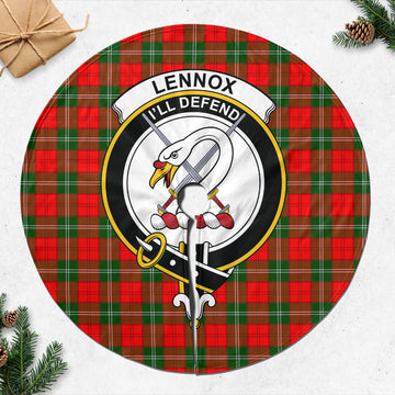 Lennox Modern Tartan Christmas Tree Skirt with Family Crest