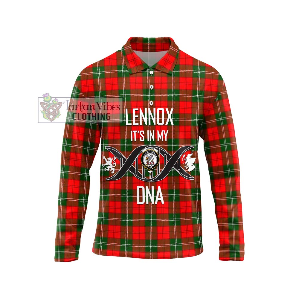 Lennox Modern Tartan Long Sleeve Polo Shirt with Family Crest DNA In Me Style Unisex - Tartanvibesclothing Shop