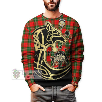 Lennox Modern Tartan Sweatshirt with Family Crest Celtic Wolf Style