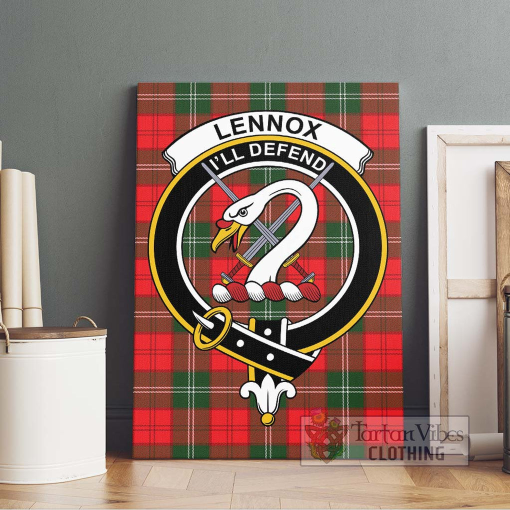 Lennox Modern Tartan Canvas Print Wall Art with Family Crest Without Frame - Tartan Vibes Clothing