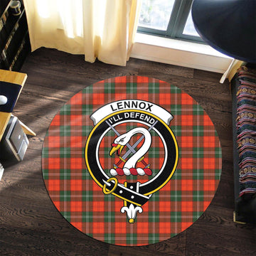 Lennox Modern Tartan Round Rug with Family Crest