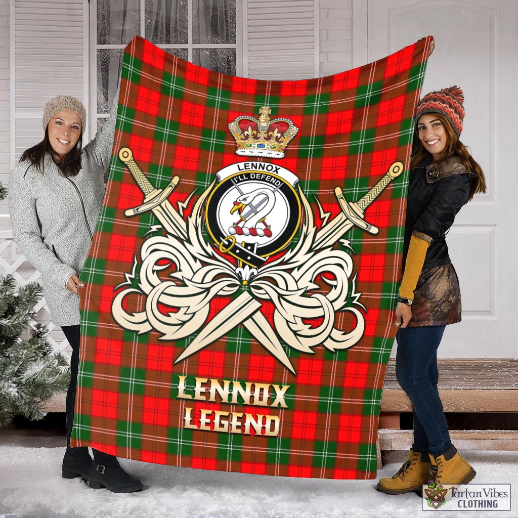 Tartan Vibes Clothing Lennox Modern Tartan Blanket with Clan Crest and the Golden Sword of Courageous Legacy