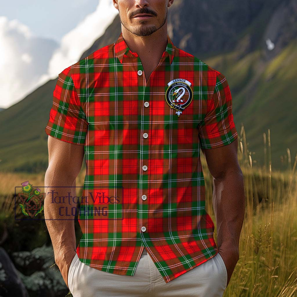 Lennox Modern Tartan Cotton Hawaiian Shirt with Family Crest Adult - Tartan Vibes Clothing