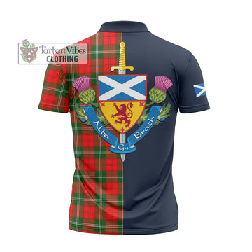 Lennox Modern Tartan Zipper Polo Shirt Alba with Scottish Lion Royal Arm Half Style