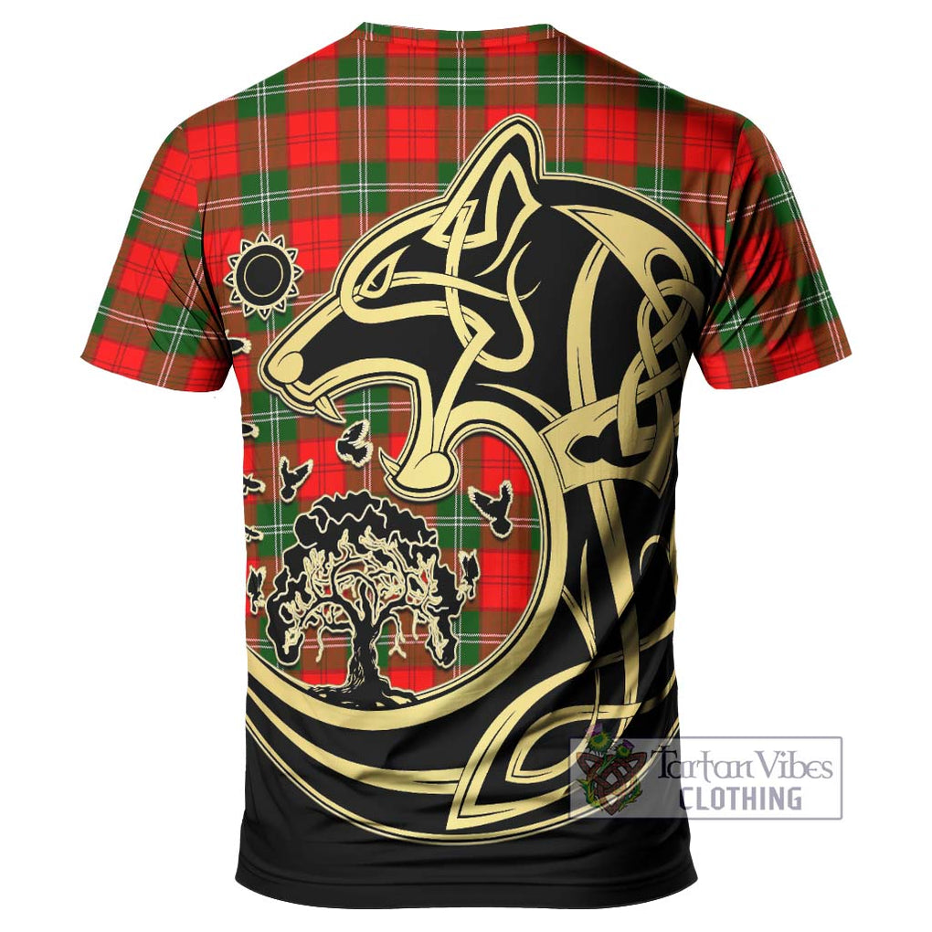 Lennox Modern Tartan T-Shirt with Family Crest Celtic Wolf Style - Tartan Vibes Clothing