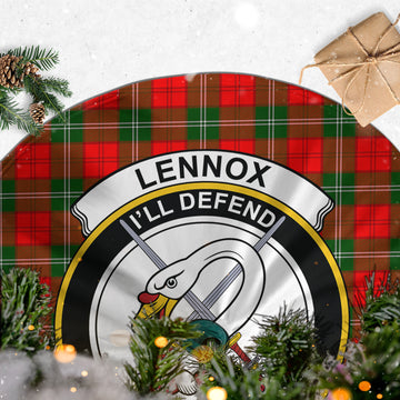 Lennox Modern Tartan Christmas Tree Skirt with Family Crest