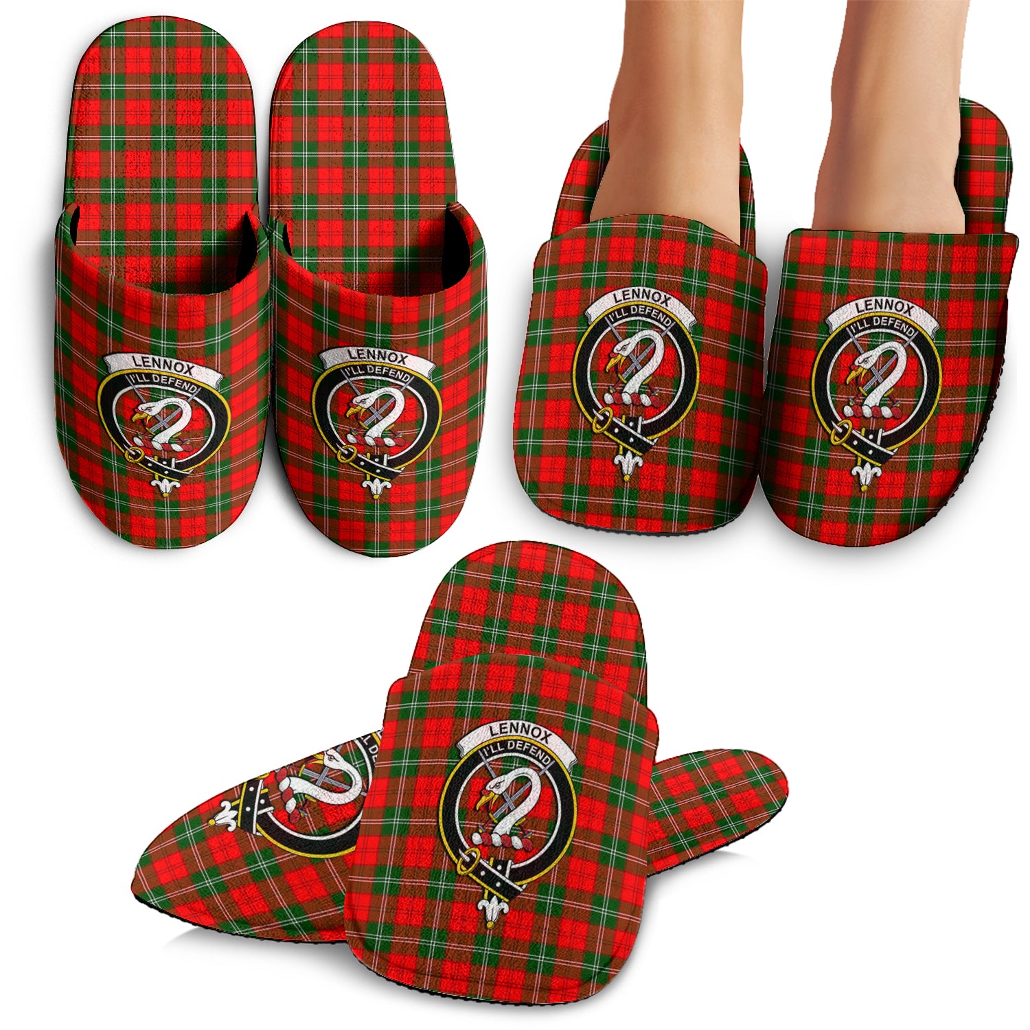 Lennox Modern Tartan Home Slippers with Family Crest - Tartanvibesclothing