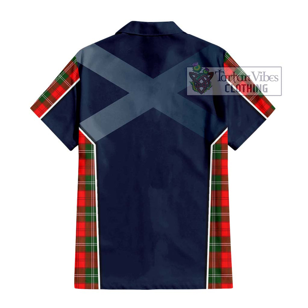 Lennox Modern Tartan Short Sleeve Button Shirt with Family Crest and Lion Rampant Vibes Sport Style - Tartan Vibes Clothing