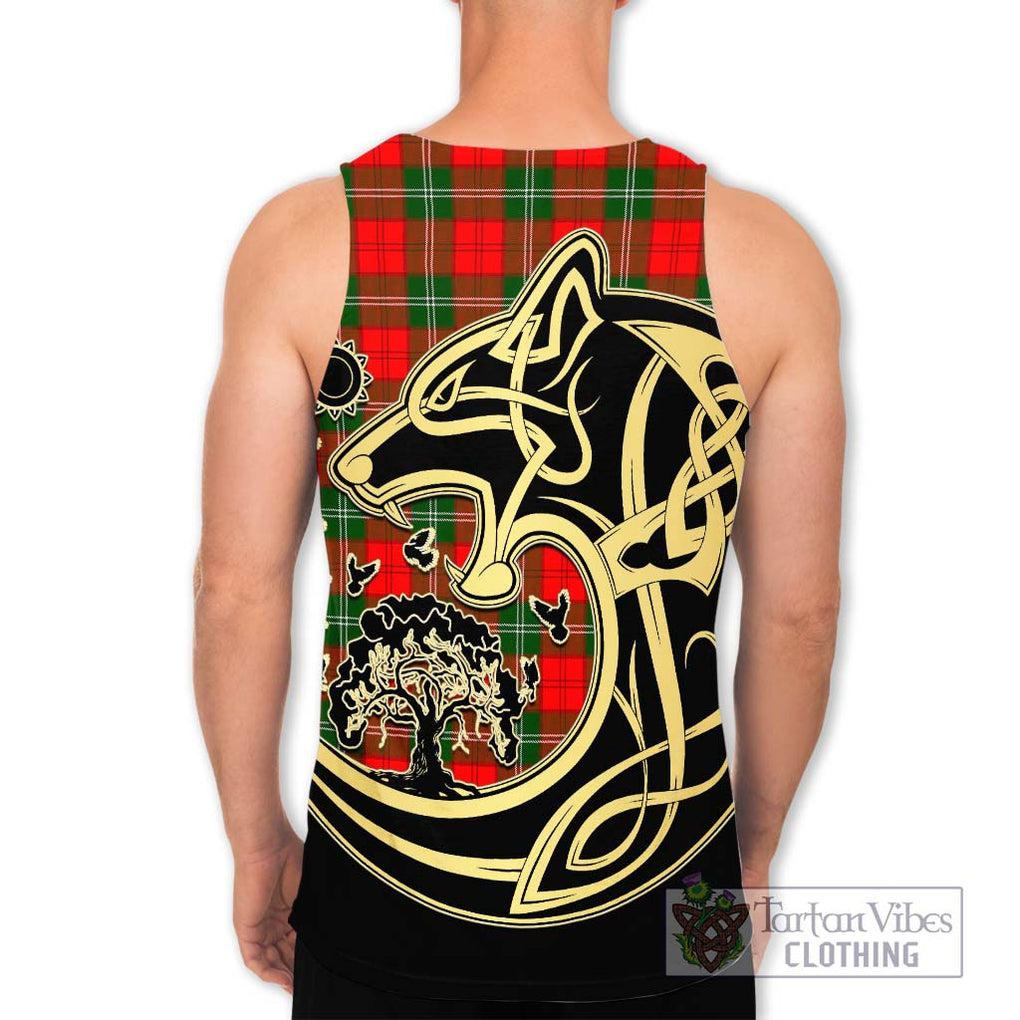 Lennox Modern Tartan Men's Tank Top with Family Crest Celtic Wolf Style - Tartan Vibes Clothing