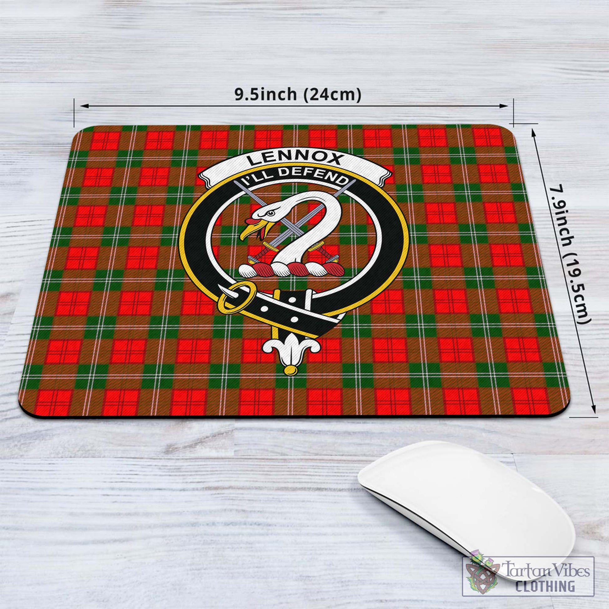 Tartan Vibes Clothing Lennox Modern Tartan Mouse Pad with Family Crest