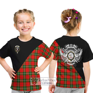 Lennox Modern Tartan Kid T-Shirt with Family Crest and Military Logo Style